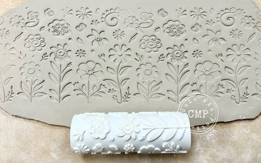 Flowers textured roller