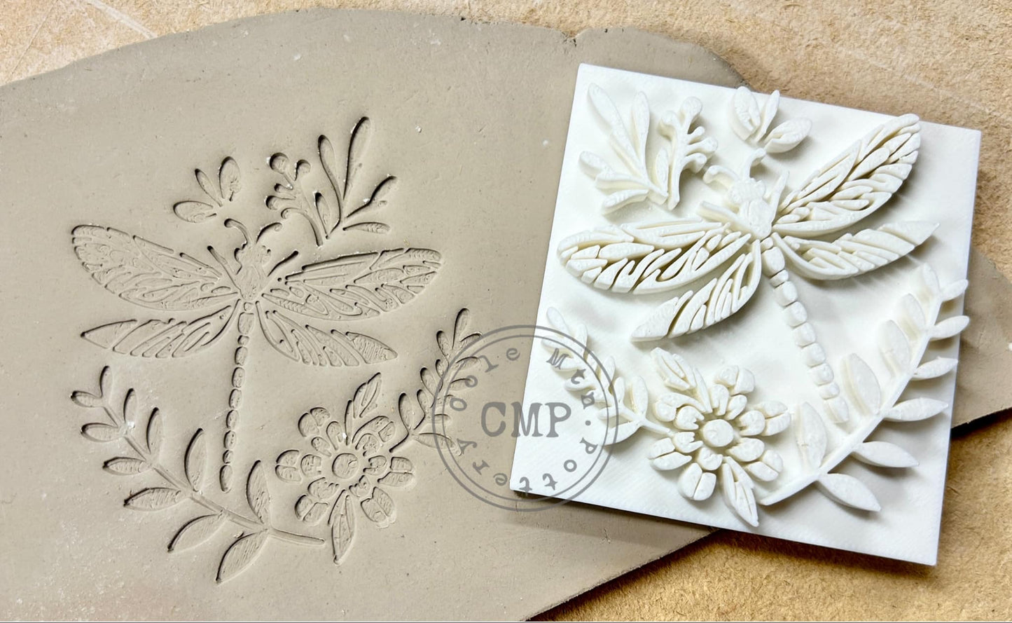 Dragonfly Floral Stamp