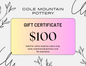Cole Mountain Pottery Digital Gift Certificate